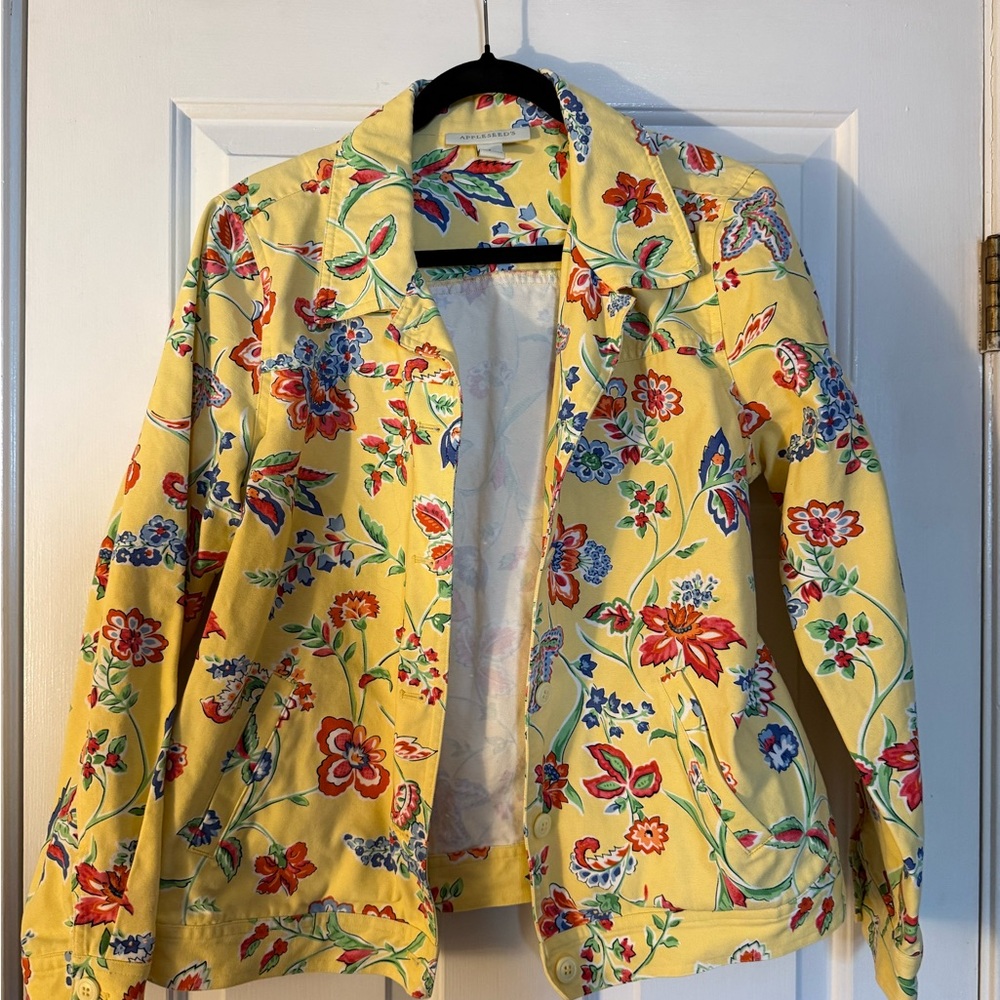 Appleseed's Bright Yellow Floral Jean Jacket